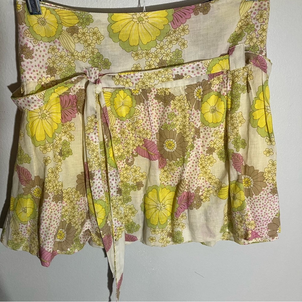 Vintage Boho 70’s Hippie Garden Print Soft Cotton Mini Skirt